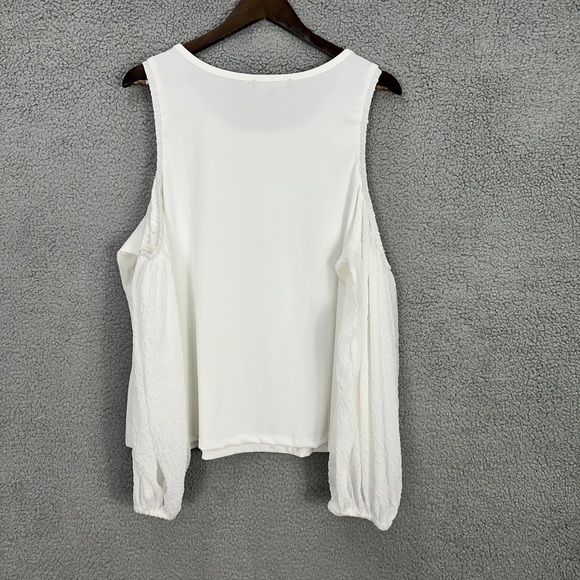 Eloquii White Cold Shoulder Sheer Sleeve Top Womens Size 22/24 Boho Cottage NWT - Picture 2 of 9